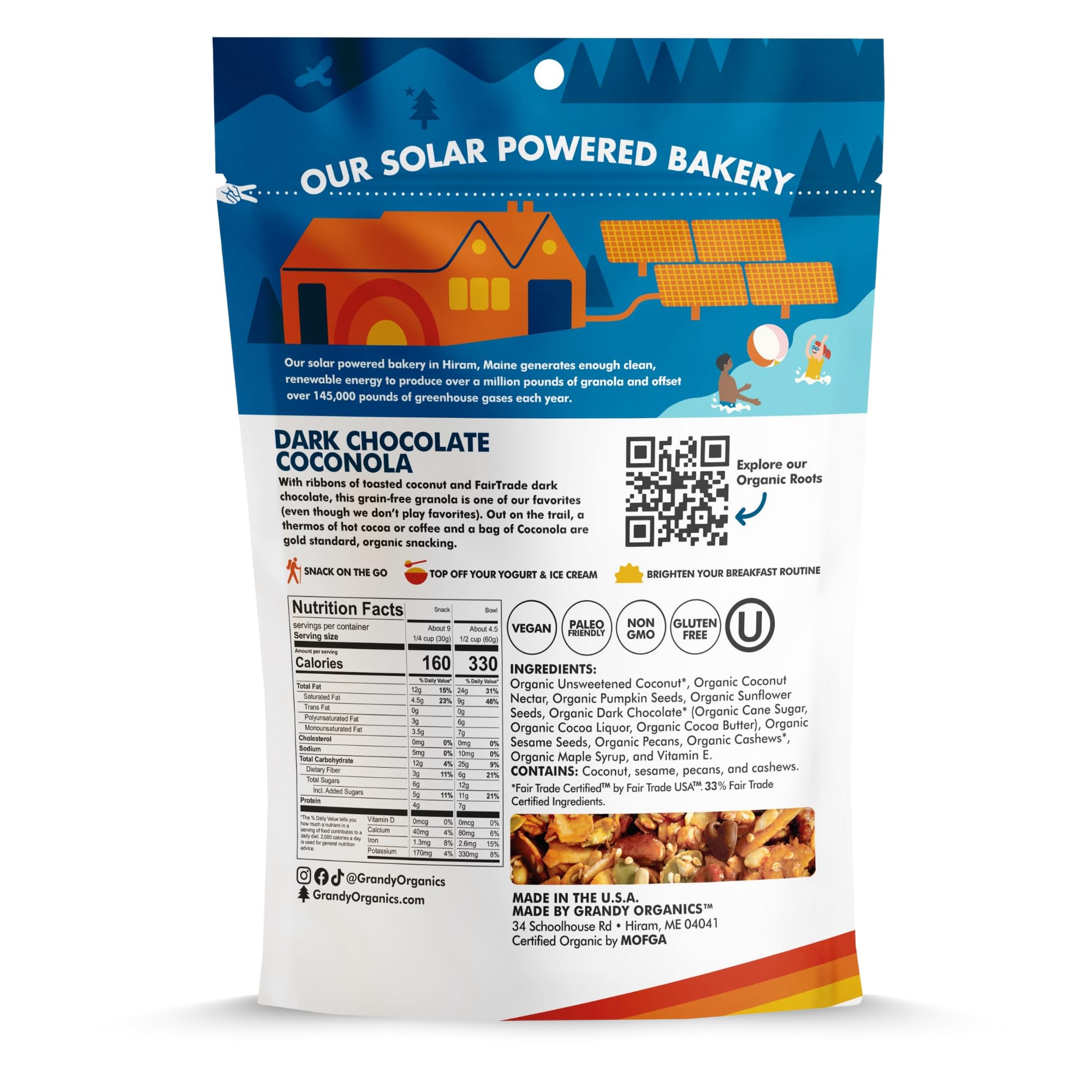 Organic Dark Chocolate Coconola Granola - Gluten Free, Paleo Friendly for Snacks & Breakfast