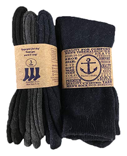 Yacht & Smith Wholesale Bulk Winter Thermal Boot Socks for Men & Women - 12 Pairs Pack, Thick Warm Wool Blend Hiking Socks for Snow Boots, Work Boots & Outdoor Activities