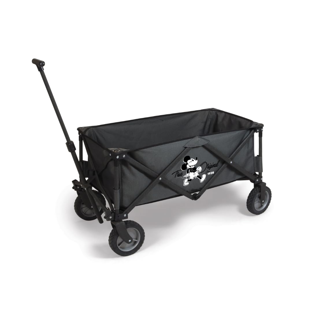 Disney Mickey Mouse Adventure Folding Wagon Cart - Collapsible Utility Wagon for Beach, Picnic, Camping & Outdoor Activities (Dark Gray)