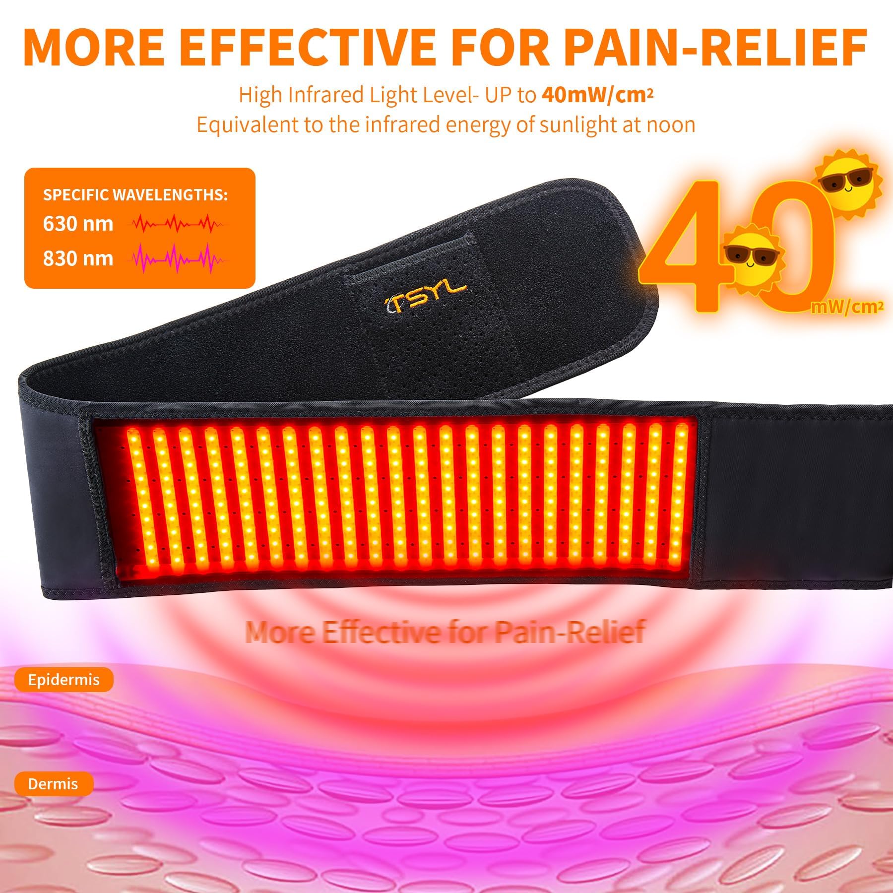Professional 460 LED Red Light Therapy Belt for Pain Relief - Rechargeable Infrared Light Therapy for Back, Shoulder, Waist & Neck Pain - Home Use & Gift Pack (Black) | Perfect for Muscle Recovery, Joint Pain & Relaxation After Workouts or Long Workdays