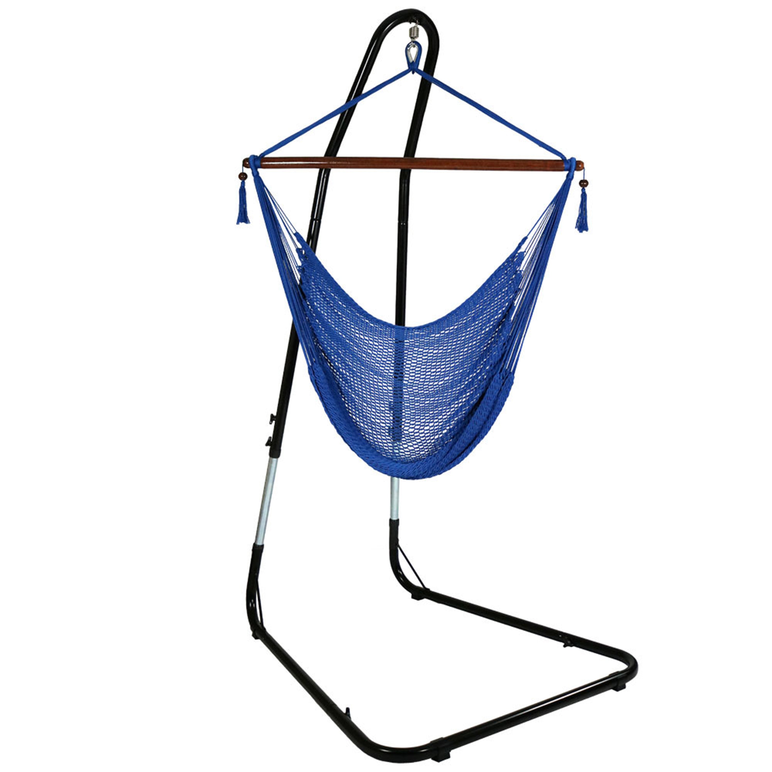 Sunnydaze Caribbean Extra Large Hammock Chair with Adjustable Stand - Outdoor Hanging Swing for Patio, Garden, Backyard & Poolside Relaxation
