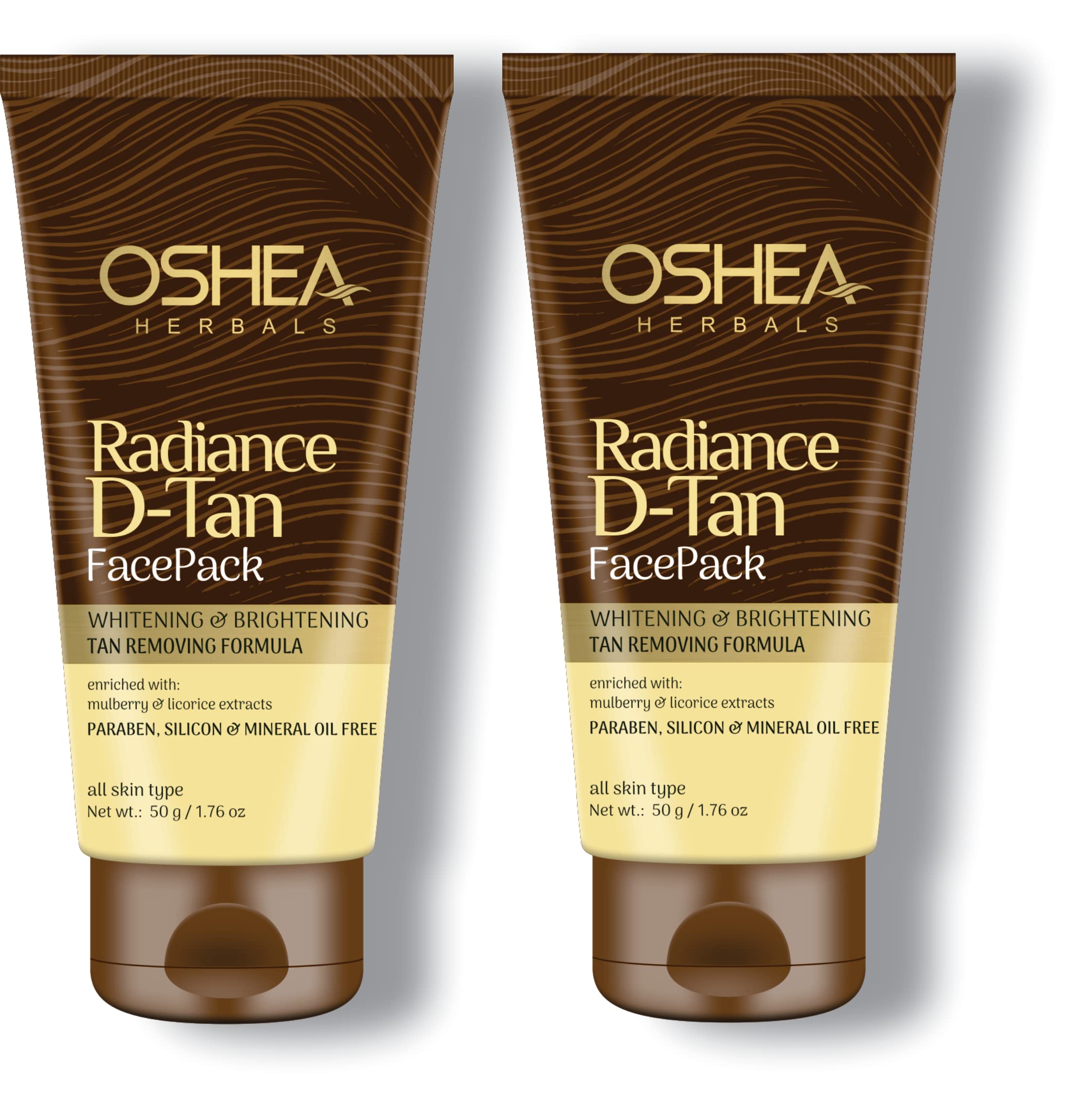 Oshea Herbals Radiance D-Tan Face Pack - 2 x 50g | Brightening & Tan Removal for Glowing Skin | Perfect for Daily Skincare & Post-Sun Care