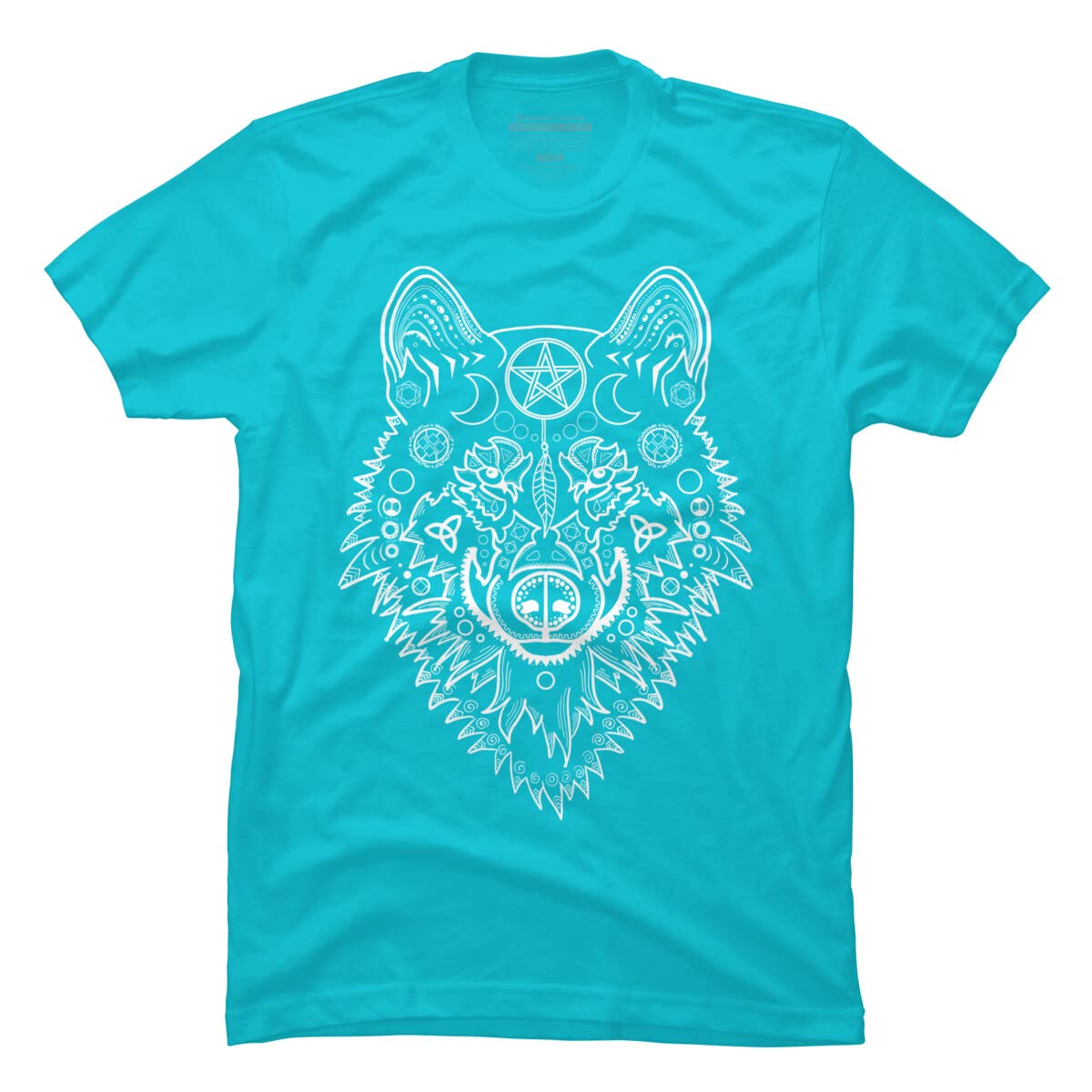 Men's Tribal White Wolf Graphic T-Shirt by Design By Humans | Soft Cotton Tee for Casual Wear & Outdoor Adventures