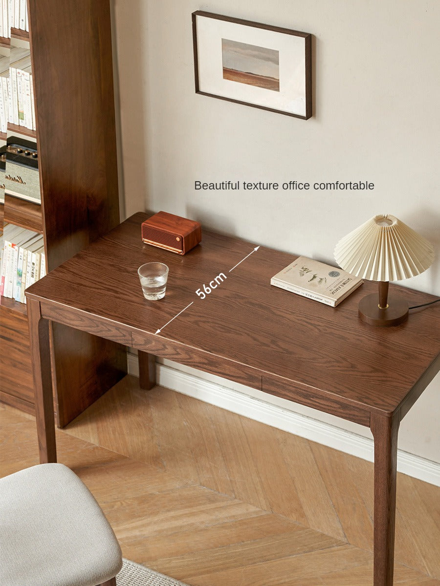 Solid Oak Wood Office Desk in Walnut Finish - Stylish & Durable Workspace Solution for Home Office, Study Room or Business