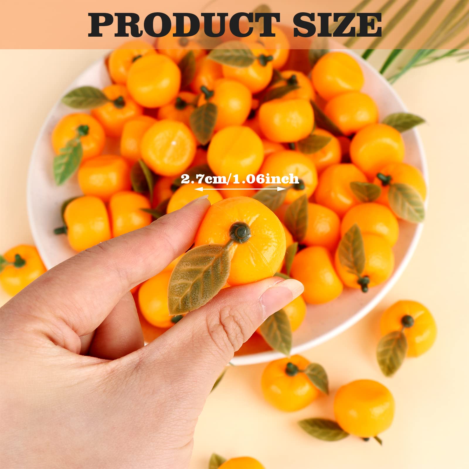 50PCS Mini Artificial Orange Decorations - 1 Inch Lifelike Fake Oranges for Baby Showers, Birthday Parties, Table Centerpieces & Home Decor - Neutral Tangerine Mandarin Theme Party Supplies