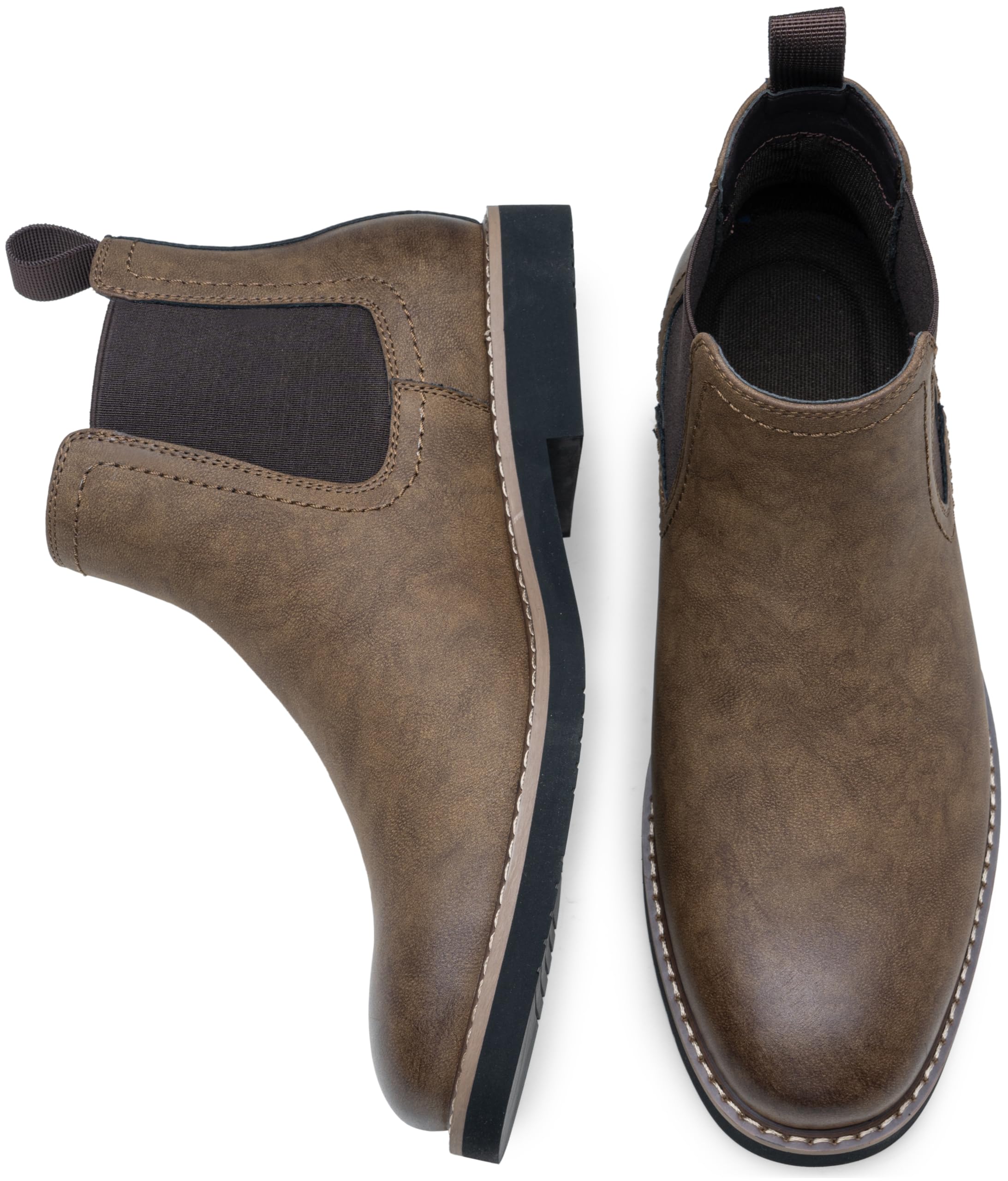 Vostey Men's Chelsea Boots - Classic Slip On Ankle Dress Boots for Casual Wear | Black Leather Comfortable Shoes for Work, Office & Everyday Outfits