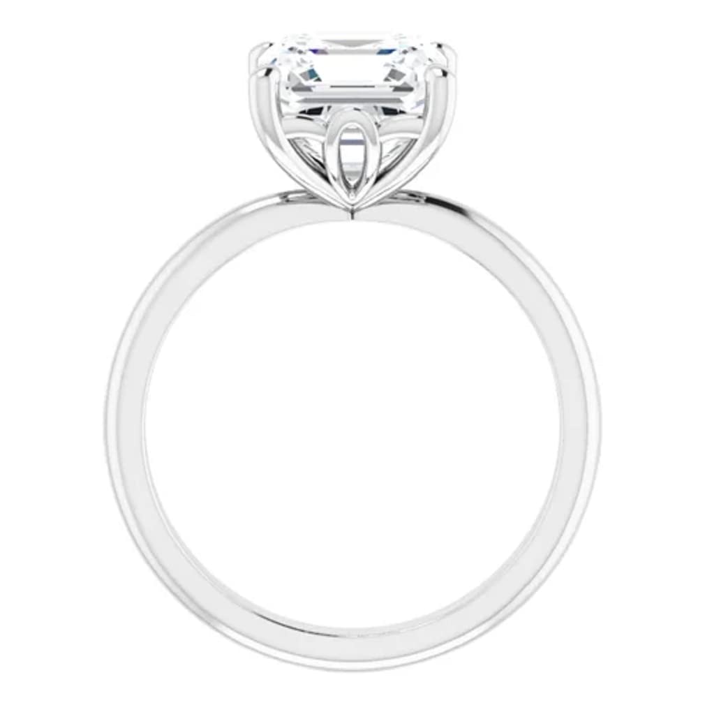 10K Solid White Gold Handmade Engagement Ring - 2.0 CT Asscher Cut Moissanite Diamond Solitaire Wedding Band for Women - Perfect for Proposals, Anniversaries & Bridal Jewelry Gifts