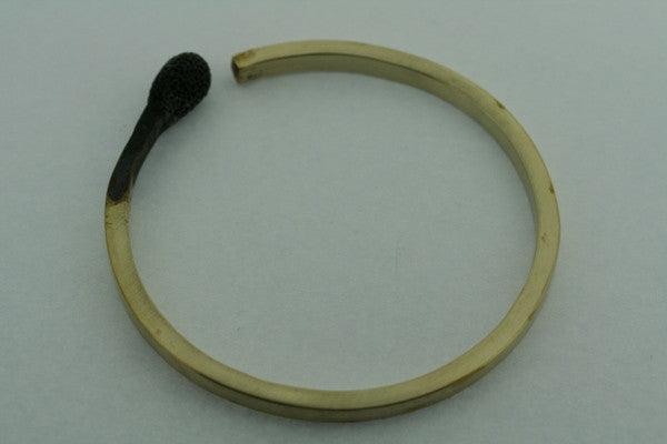 Burnt Match Bangle - Handmade Brass Bracelet for Women, Boho Chic Jewelry for Casual & Festival Wear