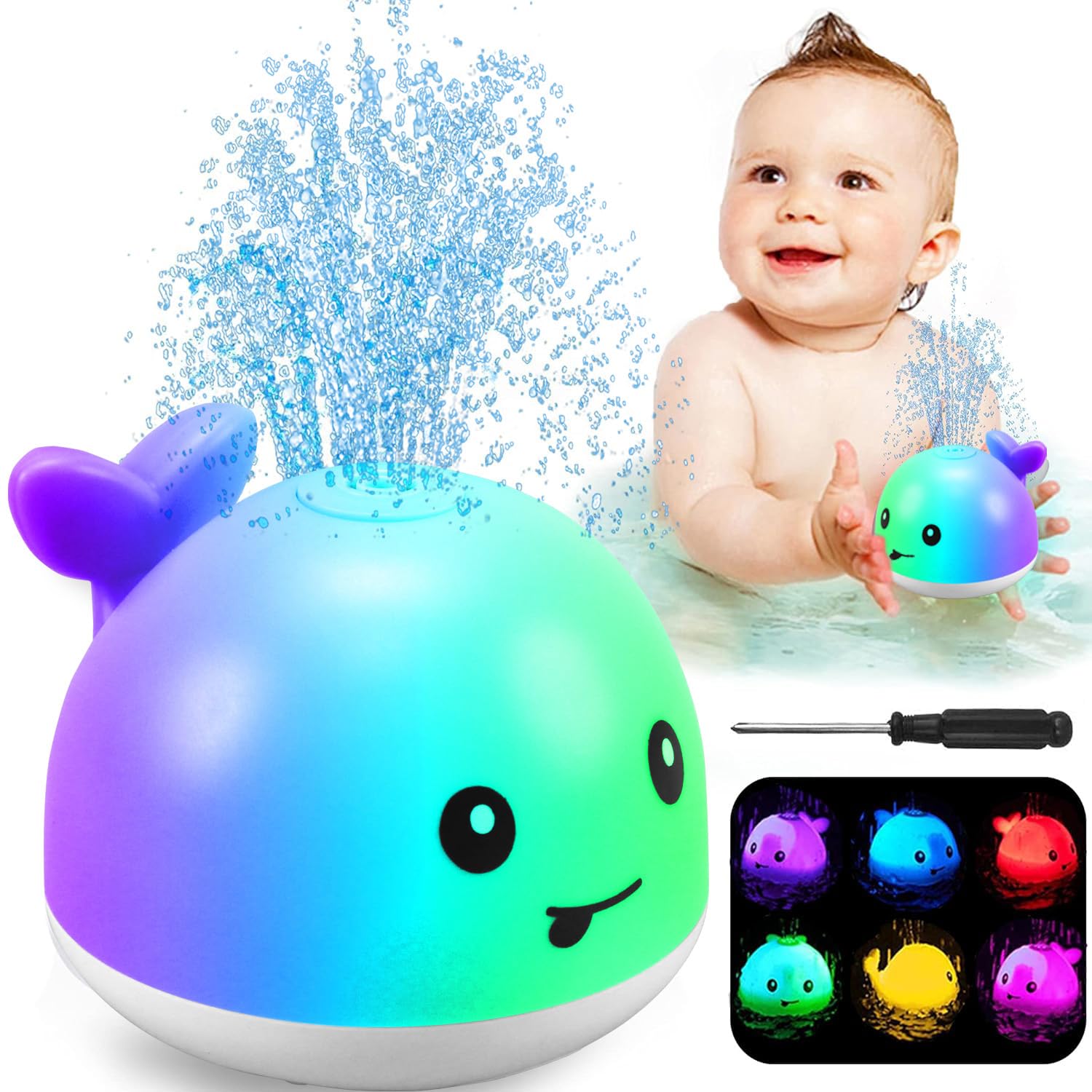 Zhenduo Whale Spray Water Bath Toy - Fun Baby Bath Toys for Toddlers, Kids, Boys & Girls - Bathtub Shower & Pool Water Play Toy (White) - Perfect for Bath Time, Outdoor Play & Summer Water Activities