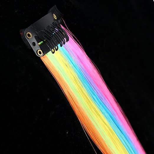 Baal Clip-in Straight Colored Hair Extensions for Kids - Fun & Vibrant Hair Accessories for Parties, Halloween & Cosplay