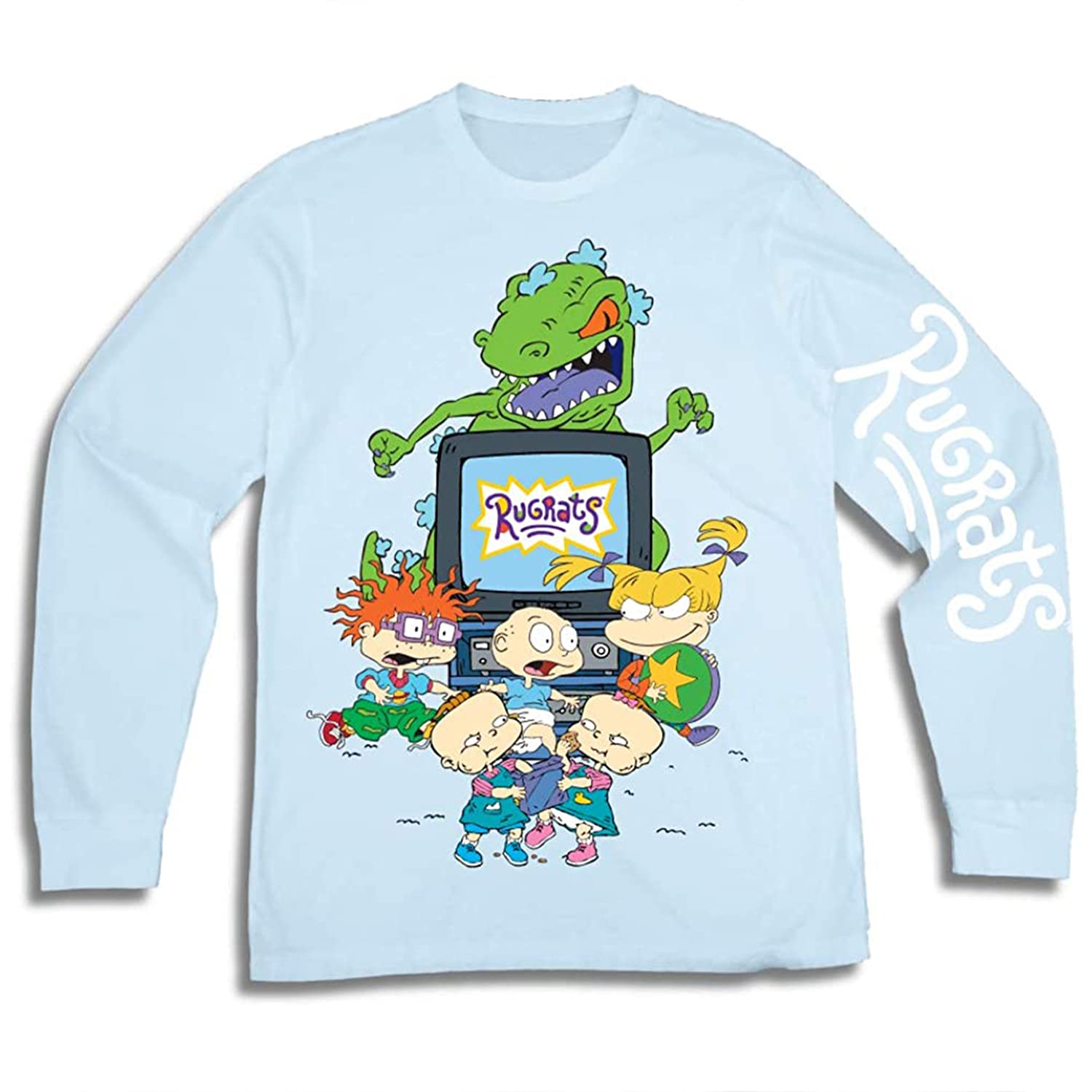 Nickelodeon 90s Mens Long Sleeve Shirt - Rugrats & Hey Arnold Tee for Casual Wear