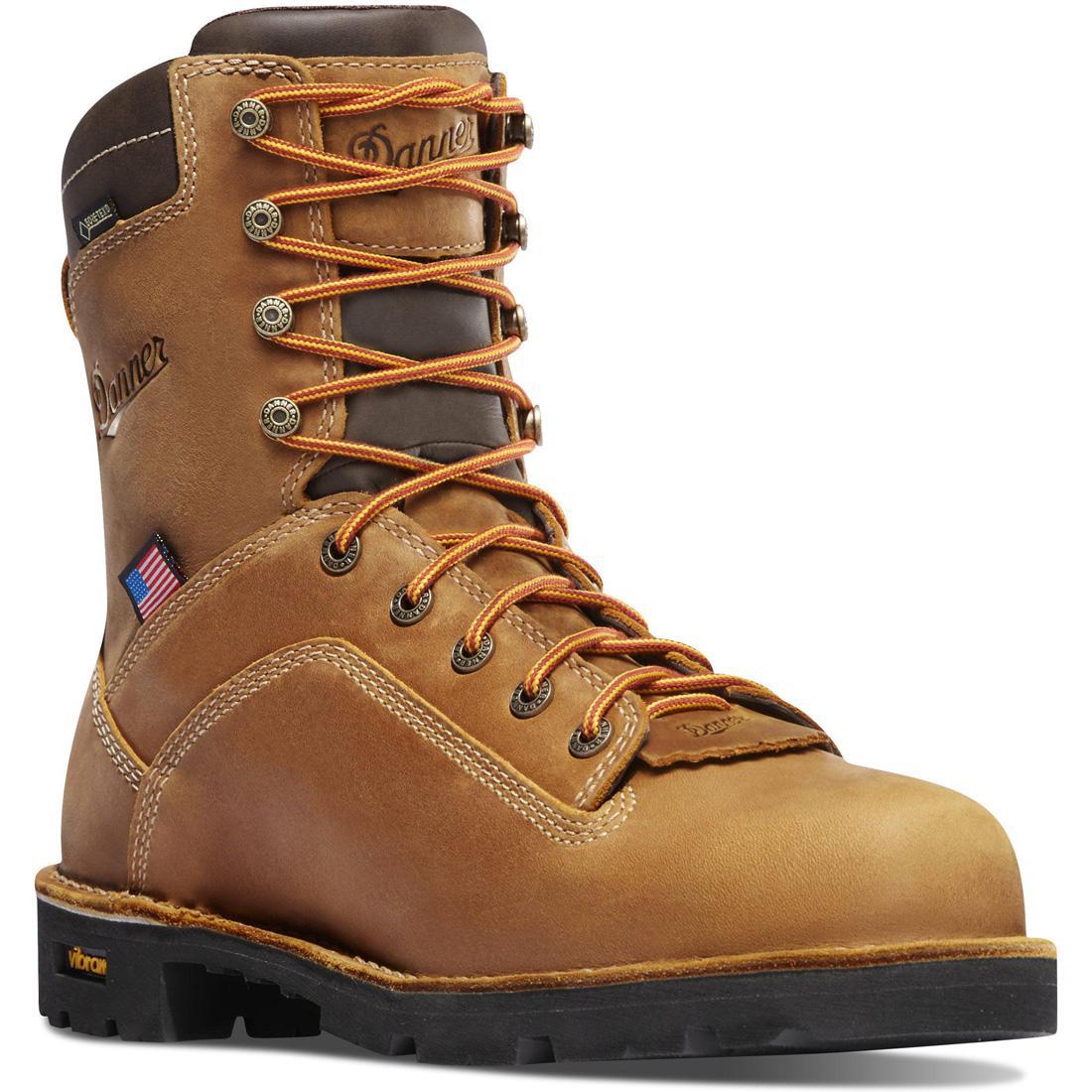 Quarry USA 8-Inch Alloy Toe Work Boots for Men - Distressed Brown Leather Safety Shoes | Heavy Duty Construction, Warehouse & Outdoor Work