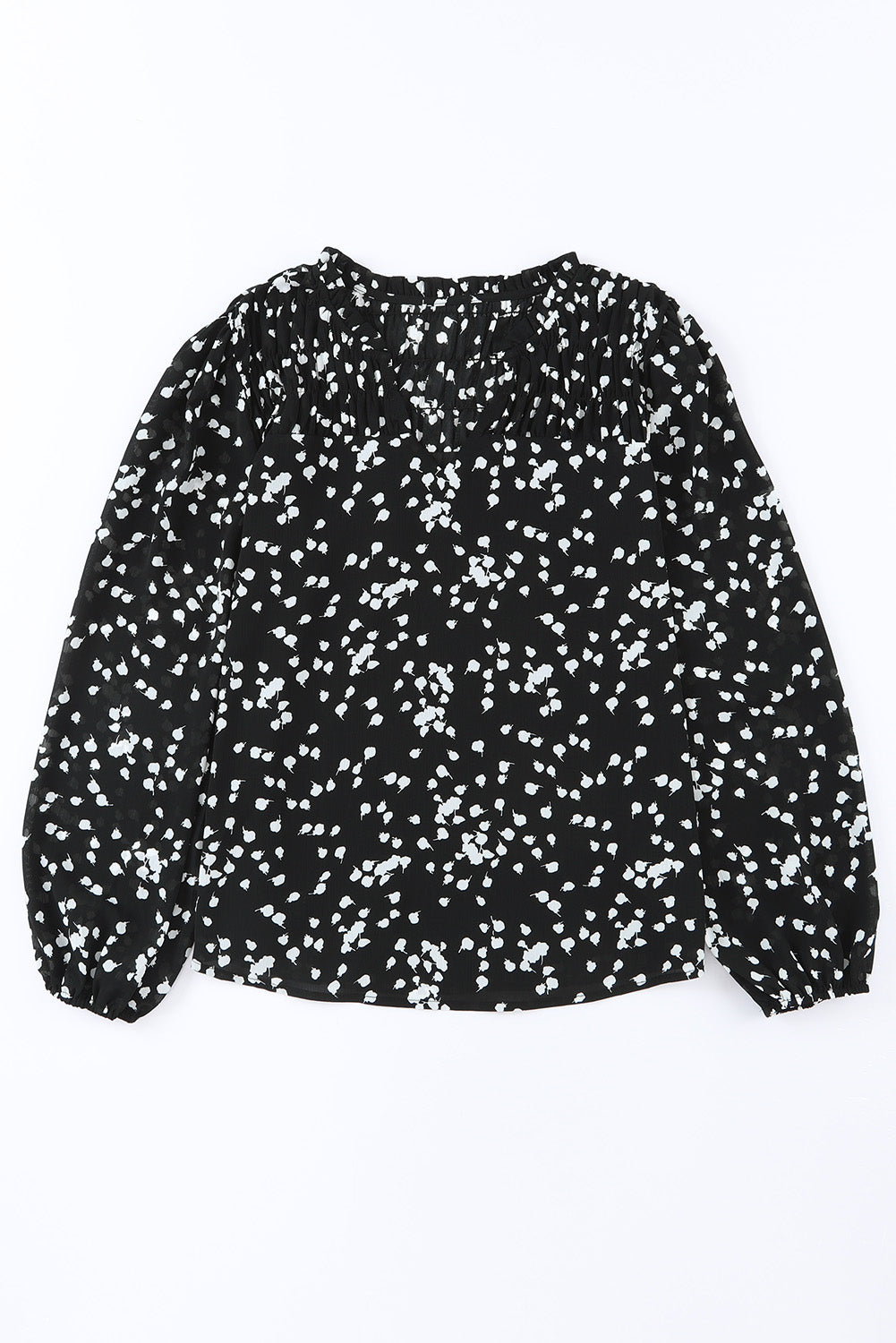 Stylish V Neck Printed Crinkled Long Sleeve Blouse for Women - Trendy Casual & Office Wear