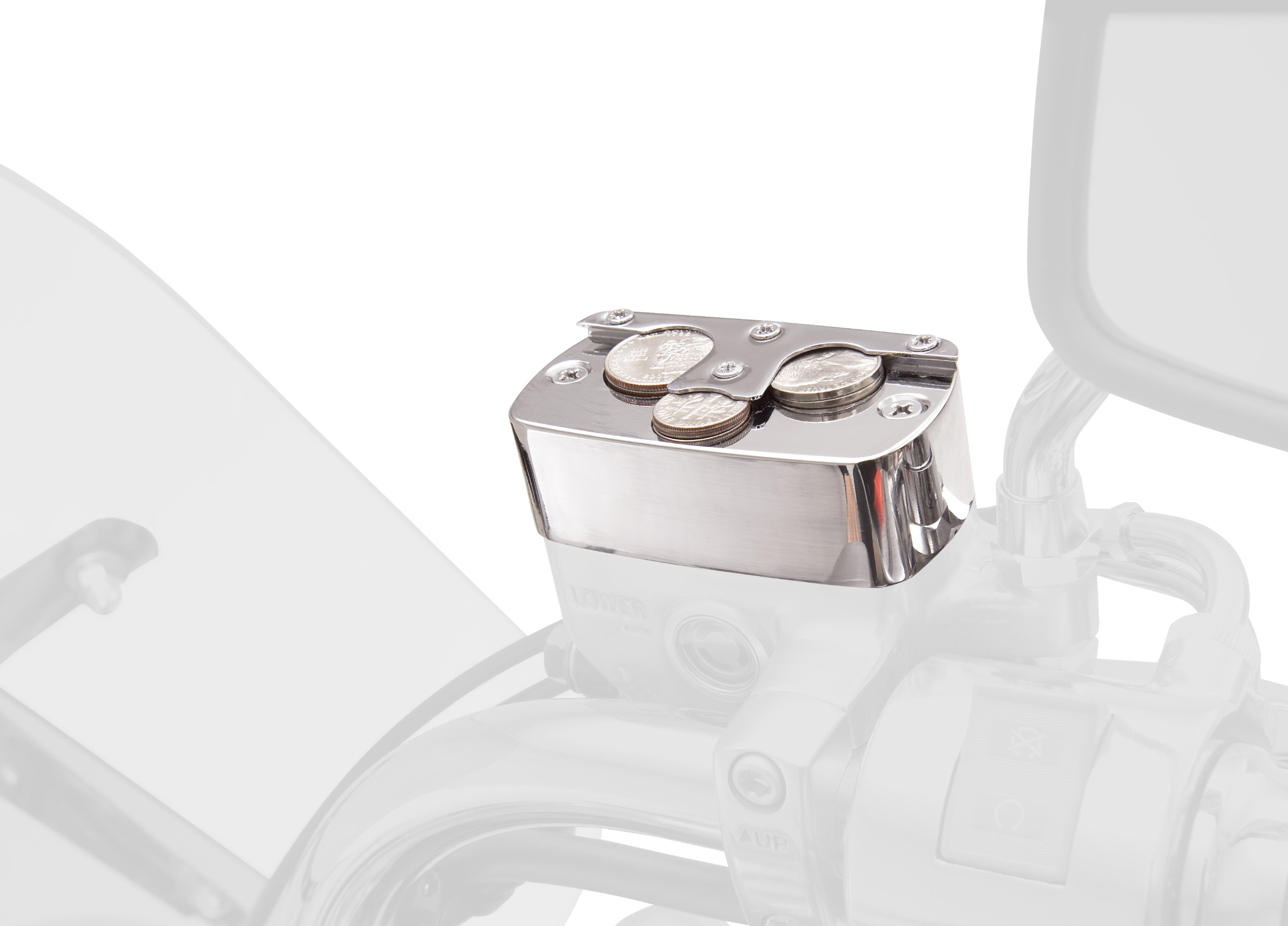 Chrome Motorcycle Master Cylinder Coin Holder - for Easy Access While Riding