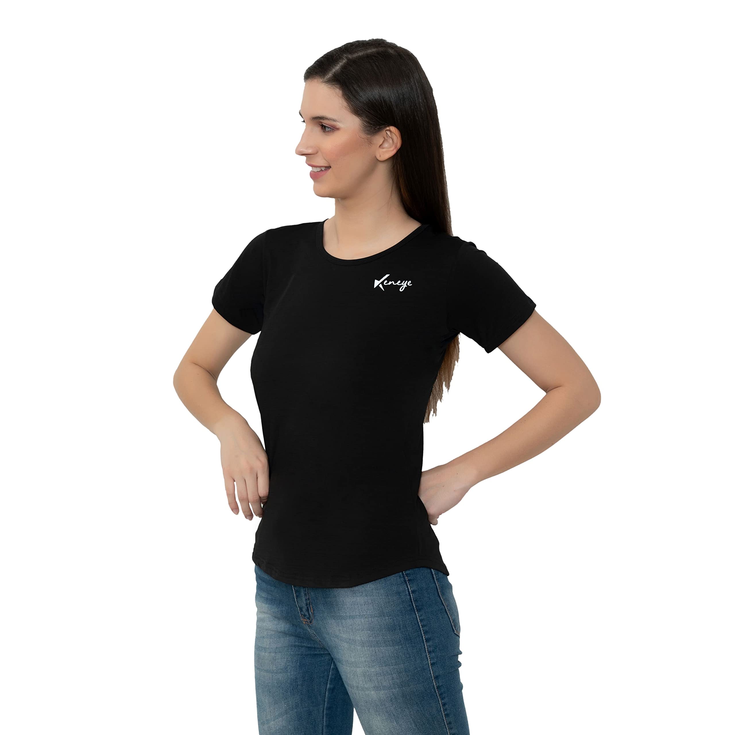 Keneye® Women's Quick-Dry Crush Lycra Workout T-Shirts - Breathable Gym & Running Tops, Half Sleeve Dry Fit Tees for Fitness & Active Lifestyle | Yoga, Jogging, Cross Training & Casual Wear