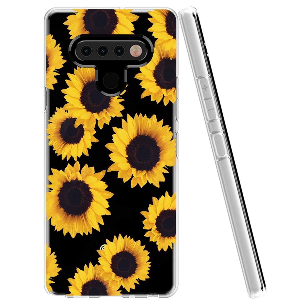 LG K51 Case, LG Reflect Case, LG Q51 Case - Clear Soft TPU Shockproof Protective Phone Cover for Women & Girls (Sunflower Design) - Perfect for Everyday Use, Work & Travel Protection