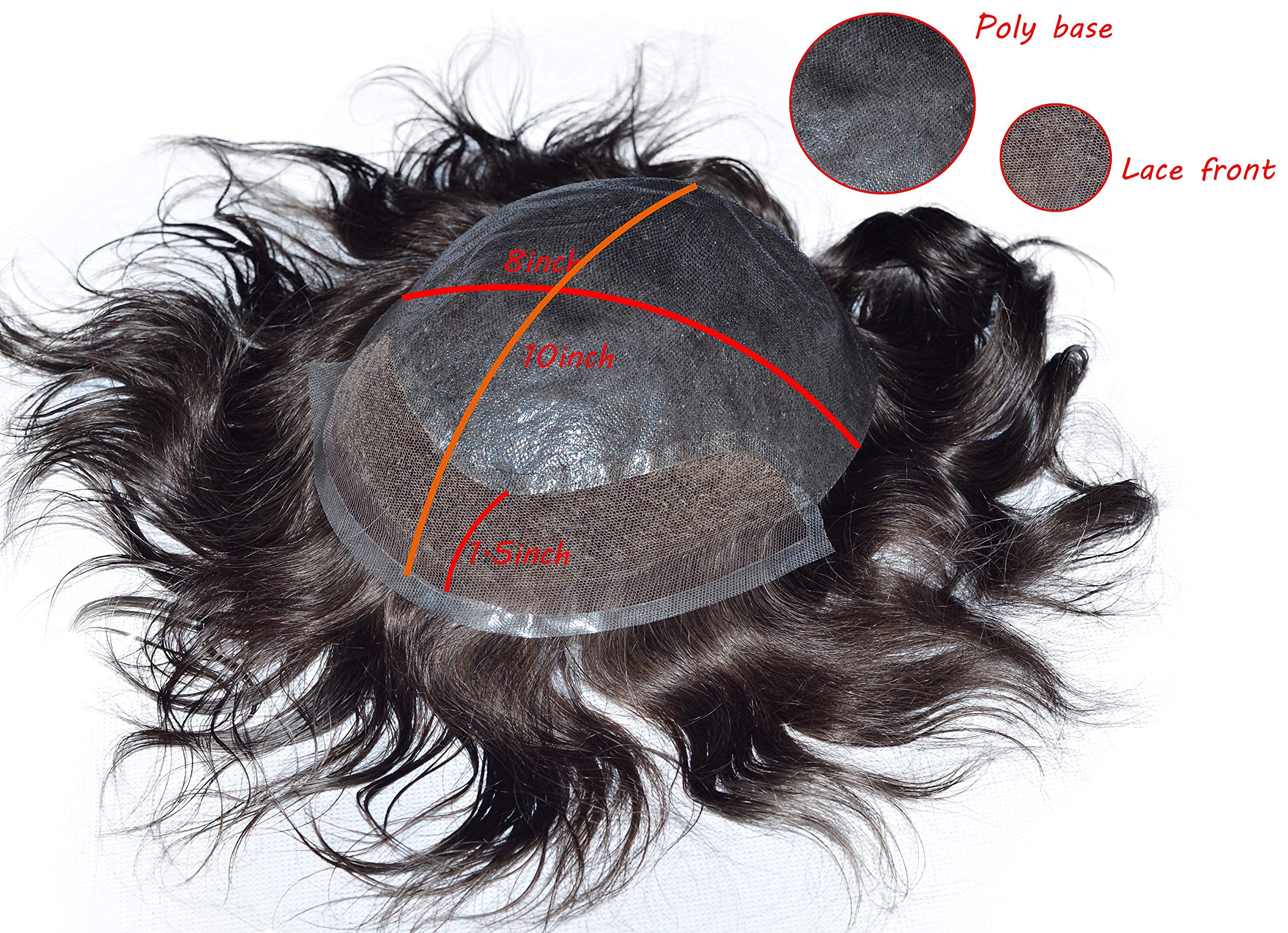 Premium 8x10 Inches Men's Hair Toupee - Soft Thin Skin Human Hair System with PU Base & Front Lace | Natural Single Knot #8 Light Blonde | Daily Wear Replacement Hairpiece for Thinning Hair & Baldness | Perfect for Work, Dating & Special Occasions