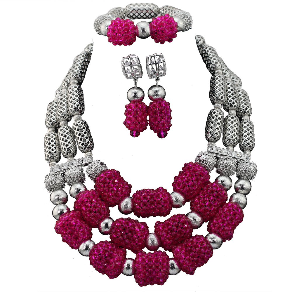 Elegant Red Beads Statement Necklace Set | African Nigerian Wedding Jewelry | Dubai Gold Beaded Necklace for Women | Perfect for Bridal, Cultural Events & Special Occasions