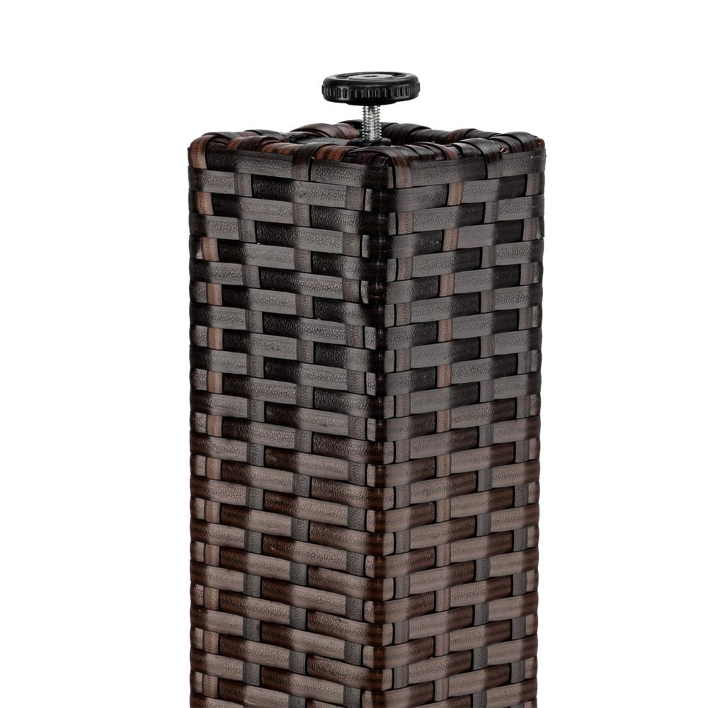 SSLine 5-Piece Outdoor Bar Table Set - Brown Wicker Rattan Pub Table with 4 Backless Bar Stools - Patio Dining Furniture for Backyard, Deck, Garden & Poolside Entertaining