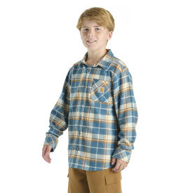 Youth Long Sleeve Flannel Button Down Shirt for Boys & Girls - Soft Plaid Casual Shirt in Real Teal - Perfect for School, Outdoor Adventures & Family Photos