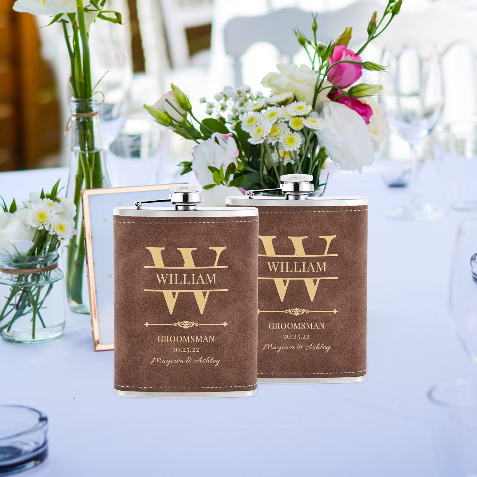 Personalized Stainless Steel Hip Flask Set of 10 - Custom Engraved 304 Steel Wedding Flasks for Groomsmen, Best Man & Father of Bride - Perfect Groomsmen Gift for Weddings, Bachelor Parties & Special Occasions