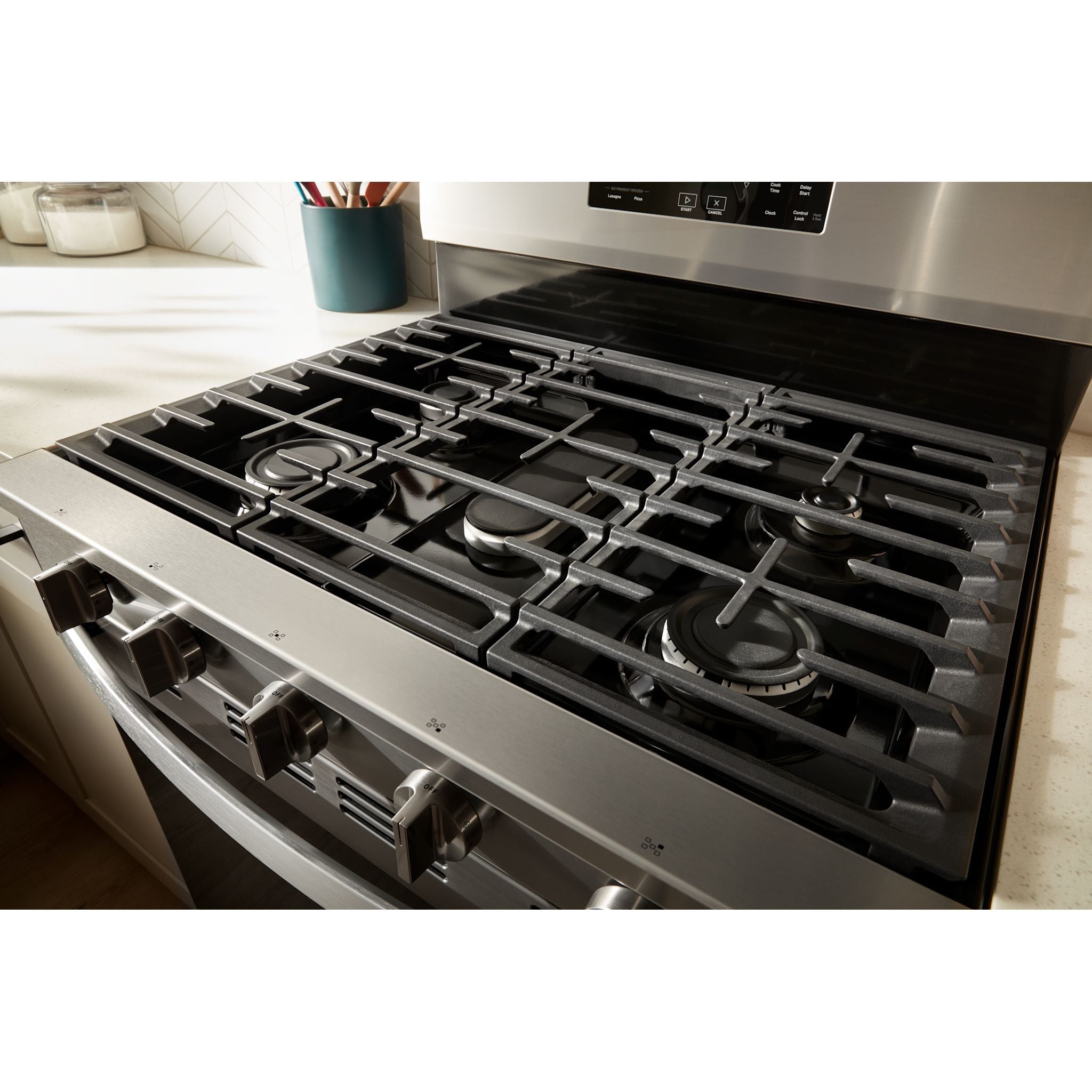 Whirlpool 30-Inch Gas Range WFGS5030RZ - Fingerprint Resistant Stainless Steel Stove with 5 Sealed Burners - Perfect for Home Kitchen Cooking, Baking & Entertaining