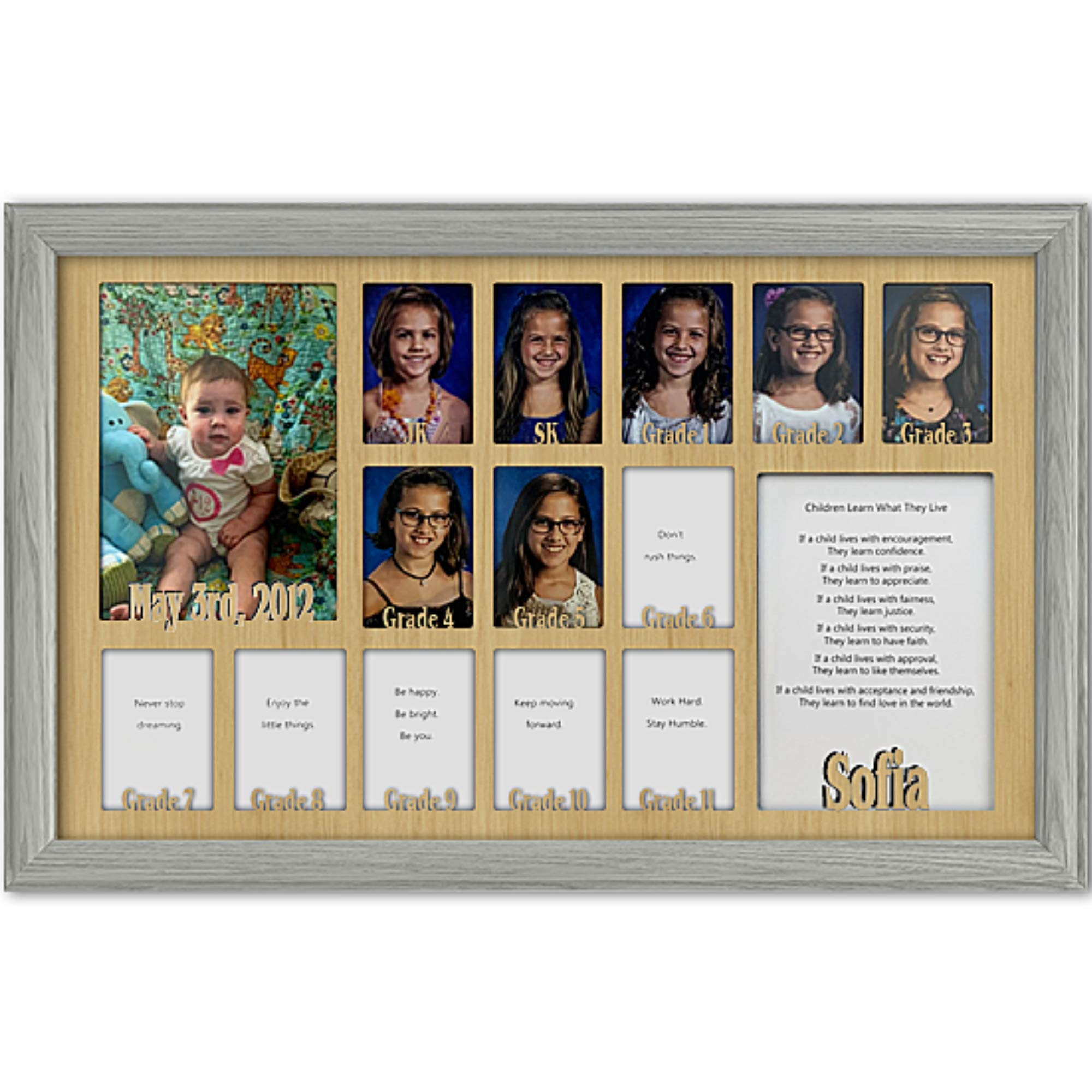 Personalized Northland School Years Photo Frame - Custom Name Engraved, Holds Twelve 2.5x3.5