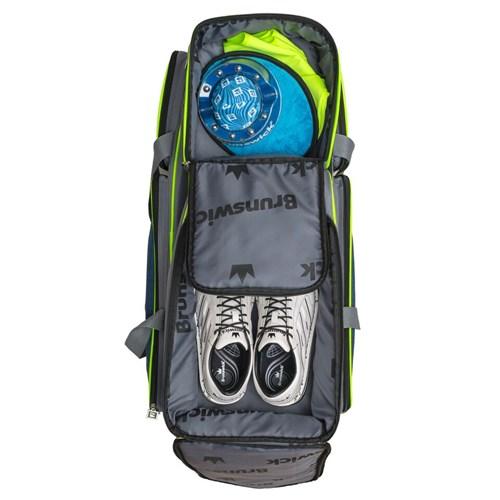 Brunswick Crown Deluxe Triple Roller Bowling Bag - Purple & Yellow for Men & Women - Perfect for League Play, Tournaments & Travel