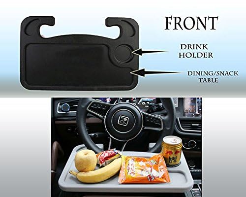Steering Wheel Tray - Portable Car Desk for Laptop, Notebook & Meals | Vehicle Seat Mount Table | Black Car Tray for Working, Eating & Office Use on the Go