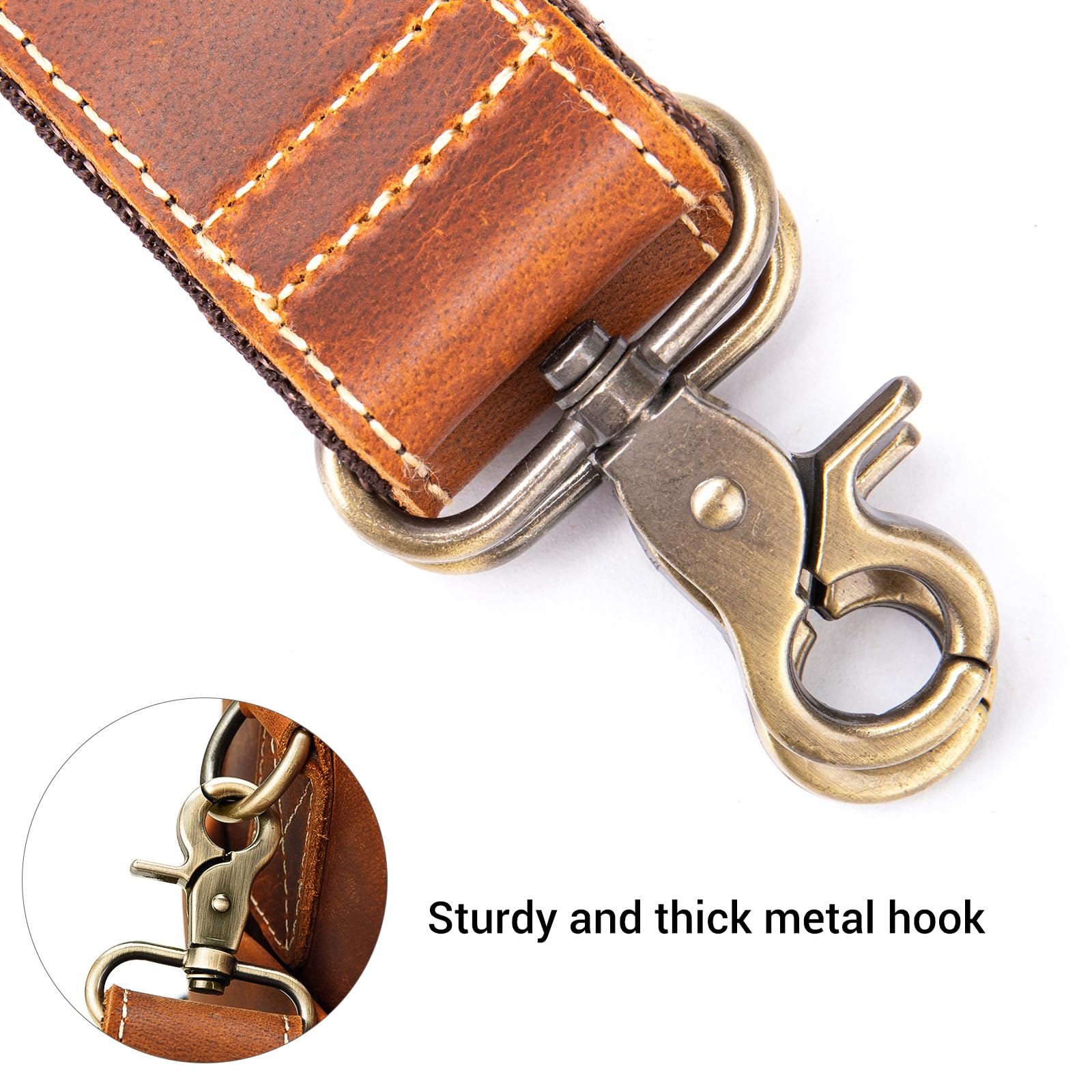 Genuine Leather Adjustable Shoulder Strap for Bags - Duffel, Crossbody, Laptop & Briefcase - Brown