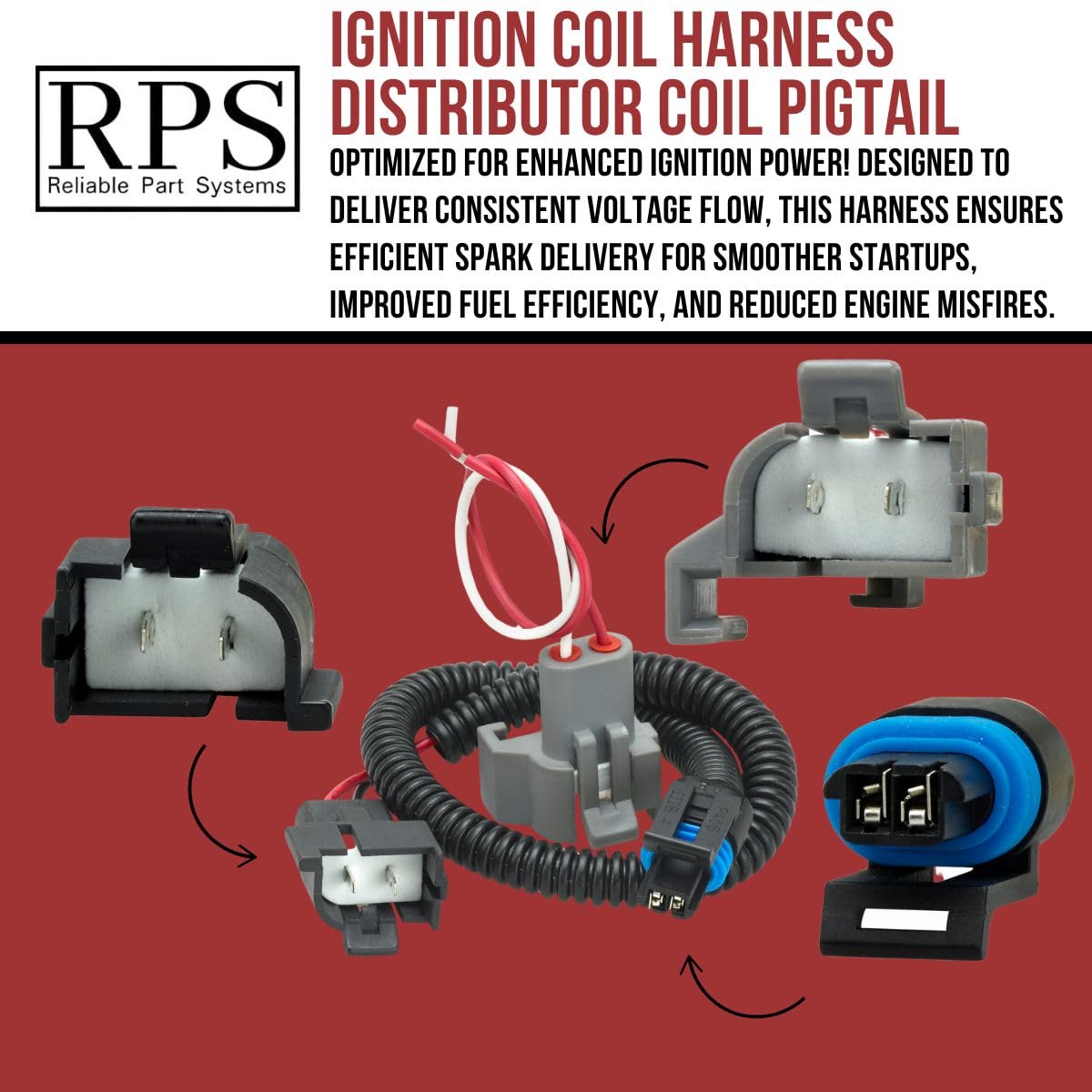 Mercruiser 3.0L 4.3L 5.0L 5.7L 350 Ignition Coil Harness Distributor Coil Pigtail - Replacement Marine Engine Parts for Boats & Watercraft