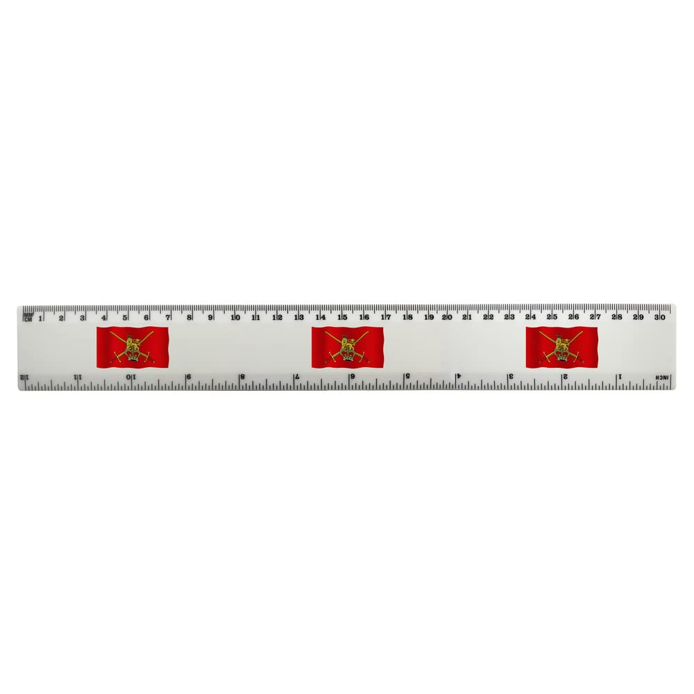 Azeeda British Army Flag Design 12 Inch (30cm) White Plastic Ruler - Perfect for School, Office, Military Enthusiasts & Craft Projects (RL00065992)