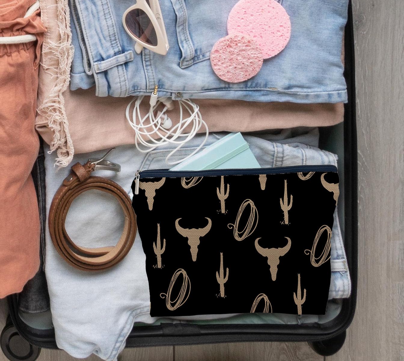 Stylish IWXYI Cow Print Makeup Bag - Durable Zipper Pouch for Women's Travel & Toiletry Essentials | Perfect Cosmetic Organizer Gift for Western Lovers