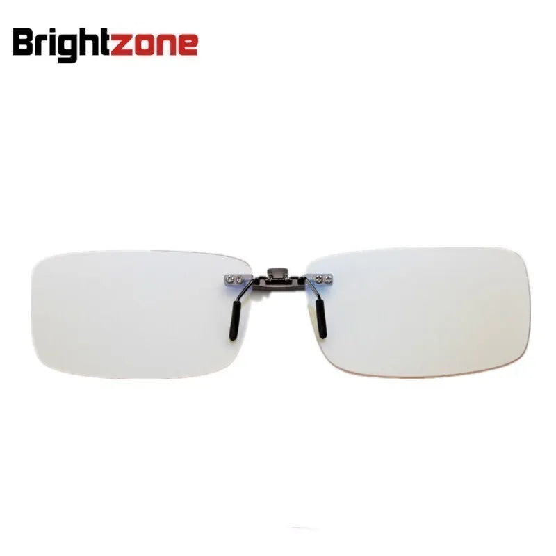 Brightzone Unisex Rimless Square Yellow Anti-Blue Light Clip-On Sunglasses 8007 - Perfect for Computer Use, Driving & Outdoor Activities