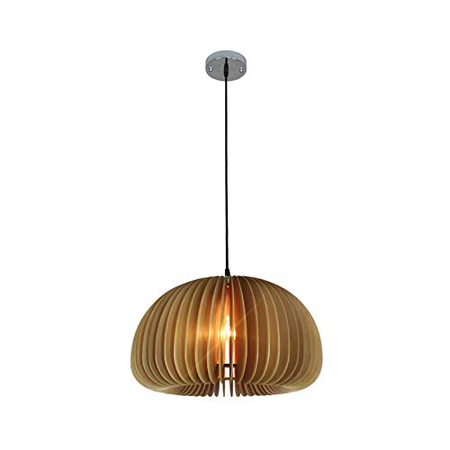 LITFAD Beige Wood Doughnut Ceiling Pendant Light - Farmhouse LED Hanging Fixture for Dining Room, Living Room & Restaurant Decor | Rustic Home Lighting for Kitchen Island, Bedroom, Entryway