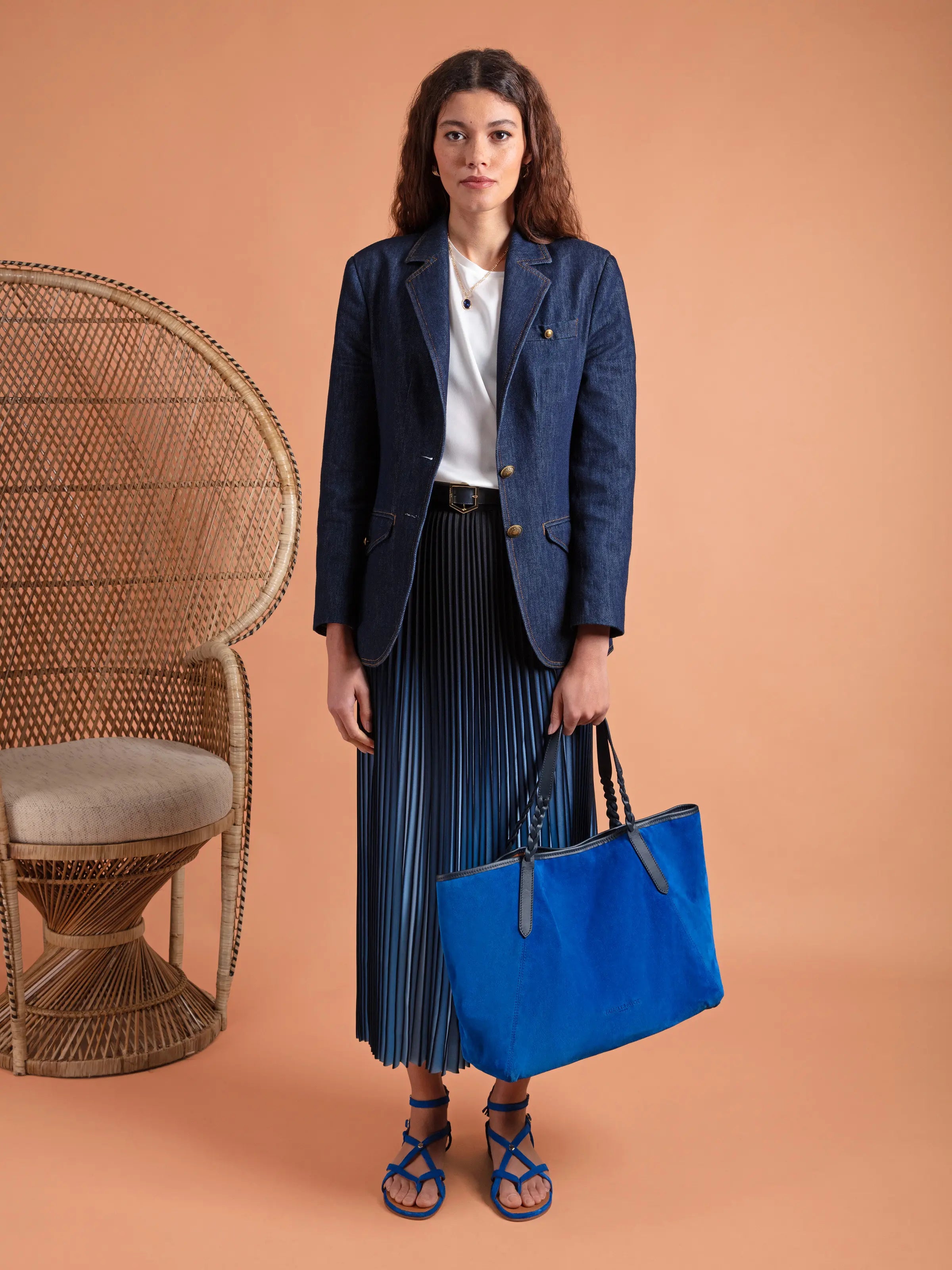 Stylish Burford Tote Bag in Porto Blue & Navy - Perfect for Work, Travel & Everyday Use