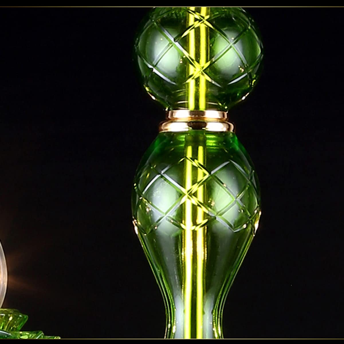 Elegant Modern Crystal Chandelier - 6-Light Candle Candelabra Pendant Ceiling Fixture for Dining Room, Living Room, Bedroom - Green Glass Hanging Lights for Home Decor and Special Occasions