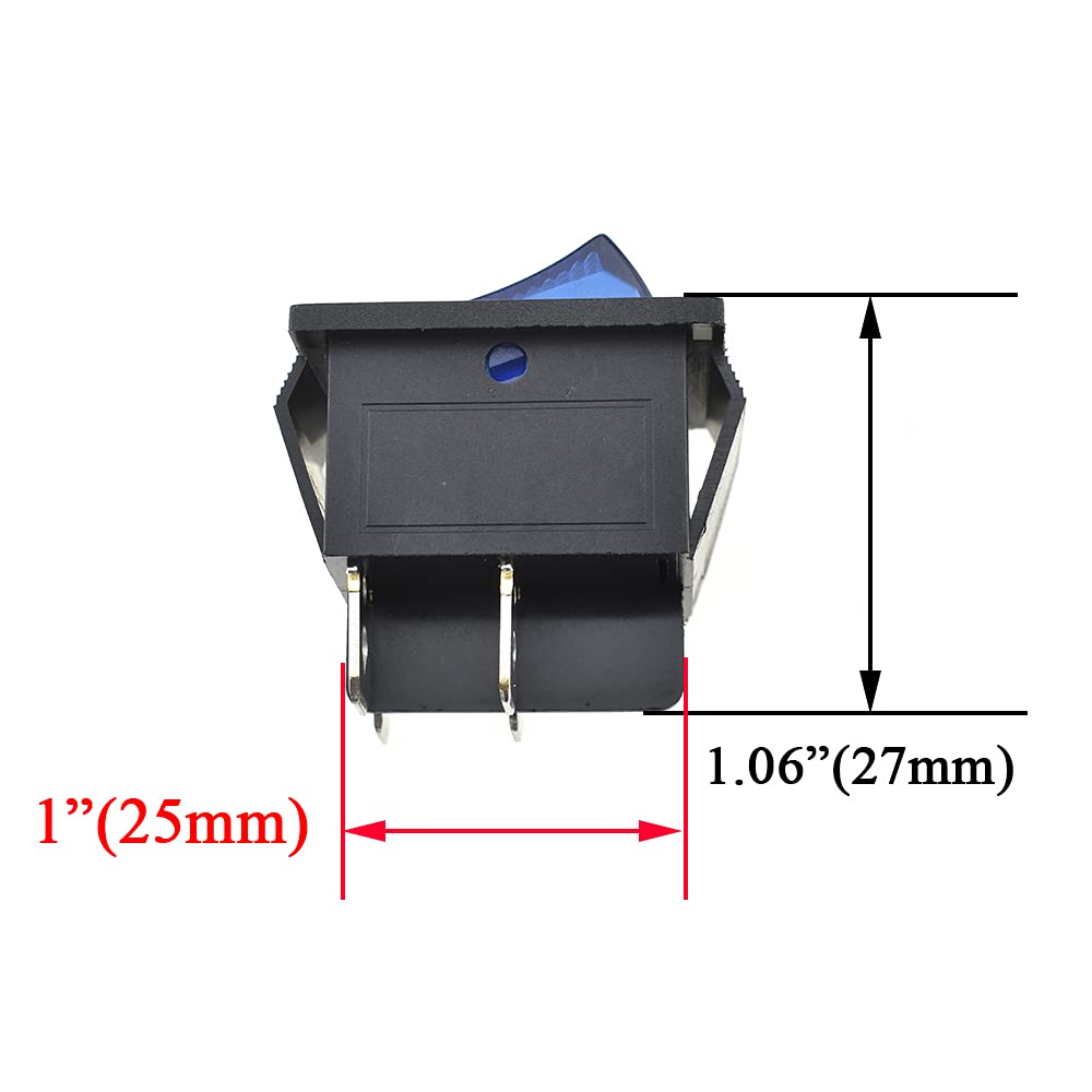 Hahiyo KCD4-201N Rocker Switch 16A 250V AC 4-Pin 2-Position with Blue LED Indicator - Tactile Feedback for Belt Sander, Bench Grinder, Generator (2-Pack) - Durable Toggle Switch for Power Tools & Industrial Equipment