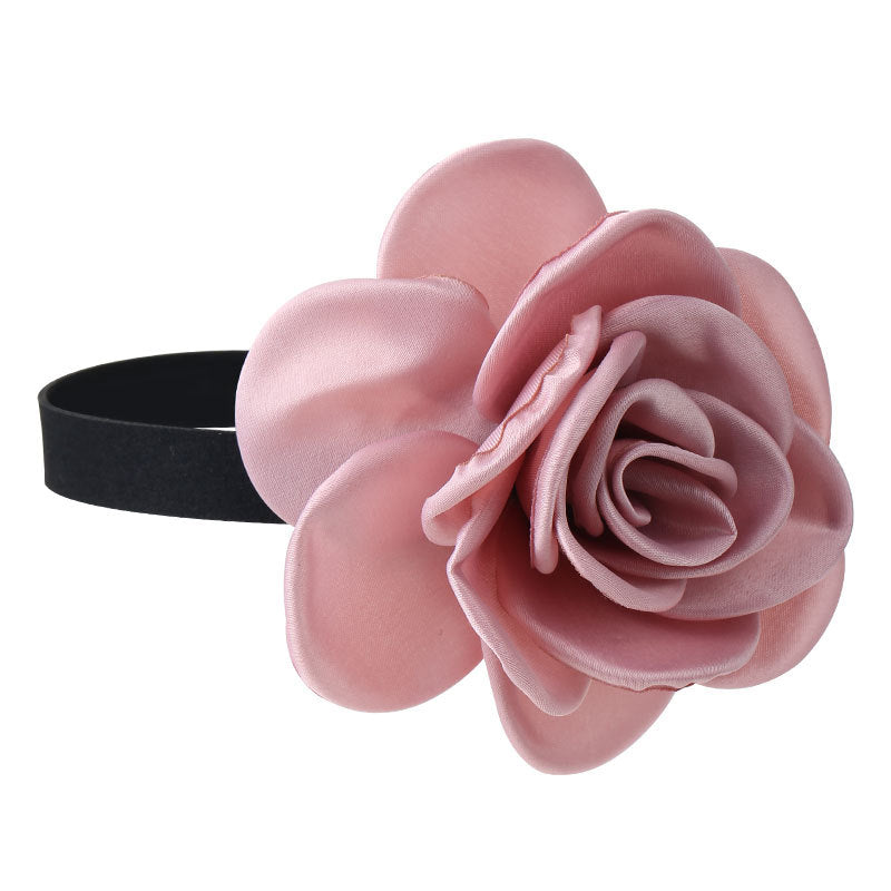 Rose Phantom Flower Suede Choker Necklace | Gothic Victorian Costume Jewelry | Perfect for Halloween, Cosplay & Vintage Fashion Outfits