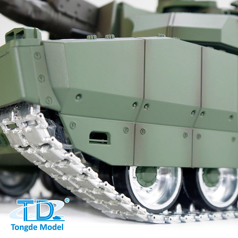 1/16 Scale RC Military Tank - H2408 Leclerc Battle Tank with Metal Wheels, Gearbox, Infrared BB Barrel, Recoil & Smoke Effects | Remote Control Toy for Adults & Collectors | Battle Simulation, Outdoor Play & Display