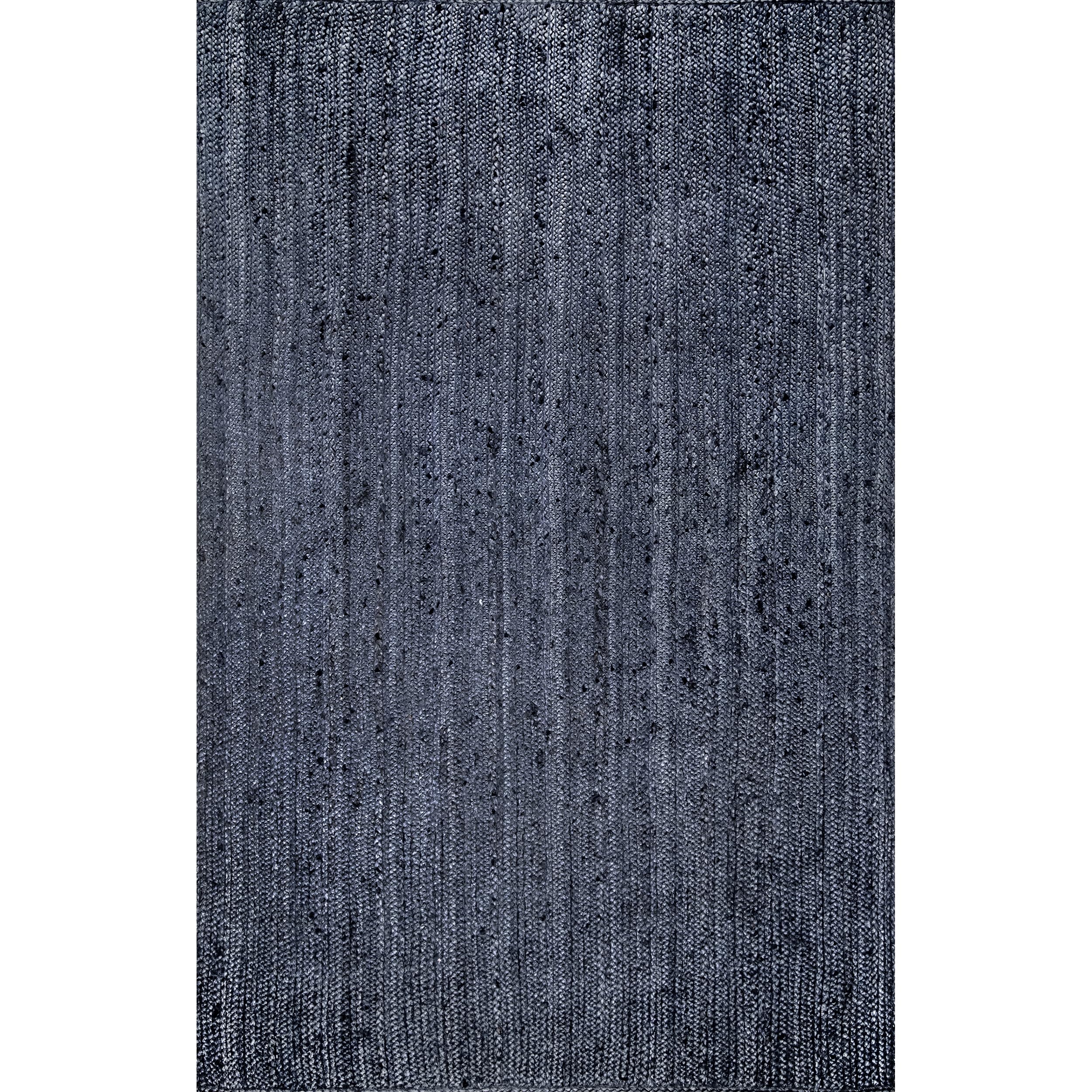 nuLOOM 6x6 Square Rigo Jute Hand Woven Area Rug - Navy Blue Solid Farmhouse Design Natural Fiber Rug for Bedroom, Living Room, Dining Room, Hallway, Office, Kitchen & Entryway - Cozy Boho Home Decor for Modern & Rustic Interiors