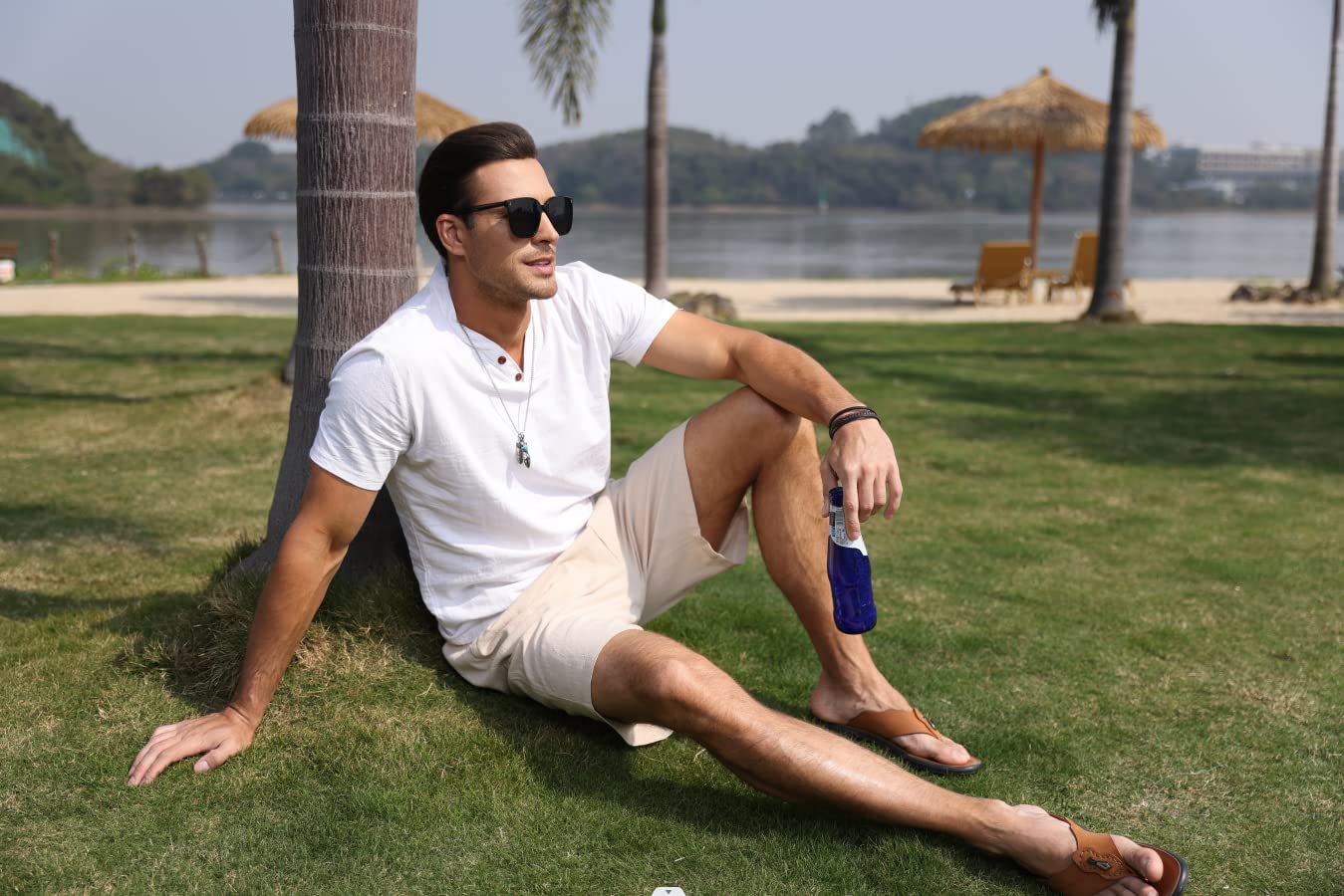 **Men's Cotton Linen Shorts - Summer Casual Joggers with Elastic Waist & Pockets (Sizes M-3XL) | Perfect for Outdoor Activities, Beach, and Lounge Wear**