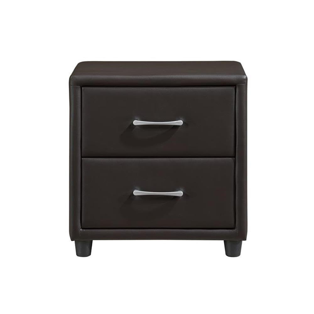 Modern Dark Brown Wood Nightstand with 2 Drawers - Pemberly Row Contemporary Bedside Table for Bedroom, Living Room, or Office Storage