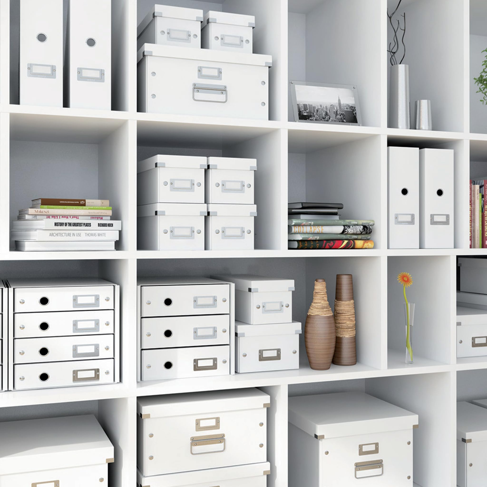 Leitz A5 Storage Box - Small White Organizer for A4 Documents | Click & Store Range 60430001 | Perfect for Office, School & Home Organization