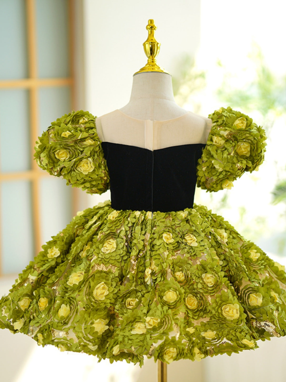 Adorable Baby Girl Toddler Flower Green Princess Birthday Dress - Perfect for 1st Birthday, Photo Shoots & Special Occasions