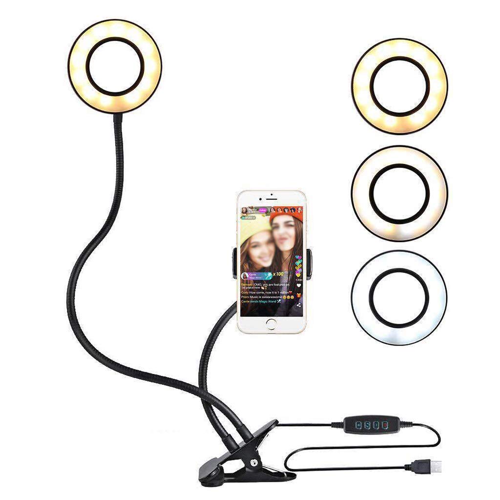 LED Ring Light with Phone Holder - 3 Light Modes for Live Streaming & Video Calls