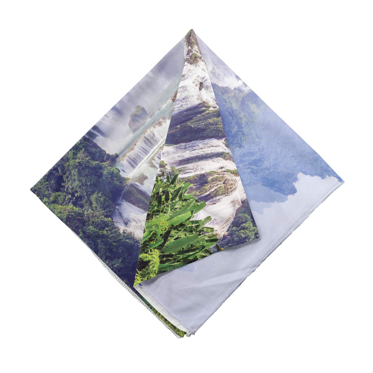 Ambesonne Exotic Bandana - Waterfall Tropical Plant Print Unisex Head Scarf & Neck Tie for Men Women - Perfect for Beach, Music Festivals & Outdoor Adventures