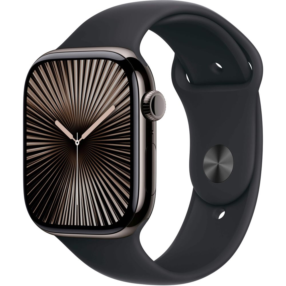 Apple Watch Series 10 (Gen 10) 46mm GPS + Cellular Slate Titanium Case with Black Sport Band - MWYE3LW/A - Perfect for Fitness Tracking, Workouts & Everyday Smartwatch Use