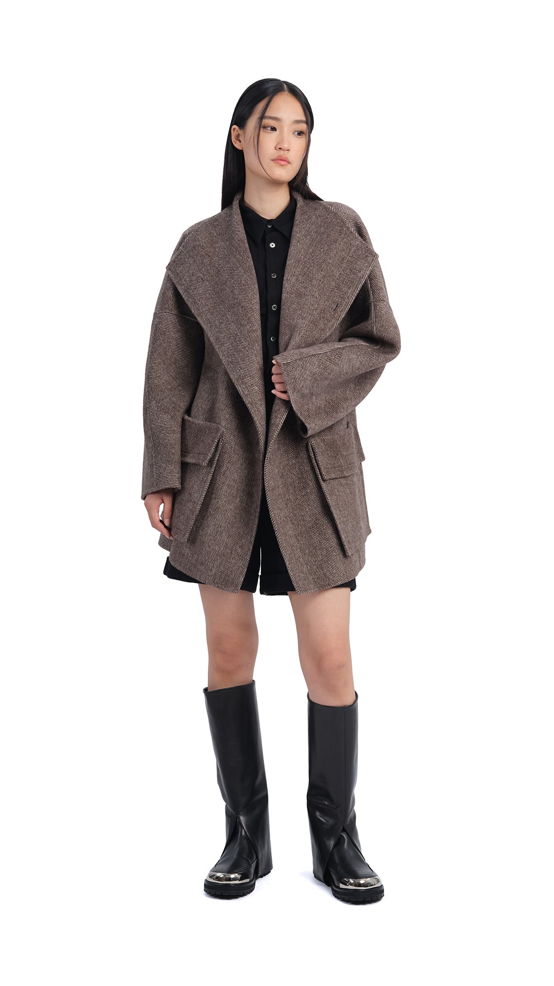 Herringbone Double-Faced Jacket for Men & Women - Stylish & Warm Winter Coat for Outdoor Activities & Casual Wear