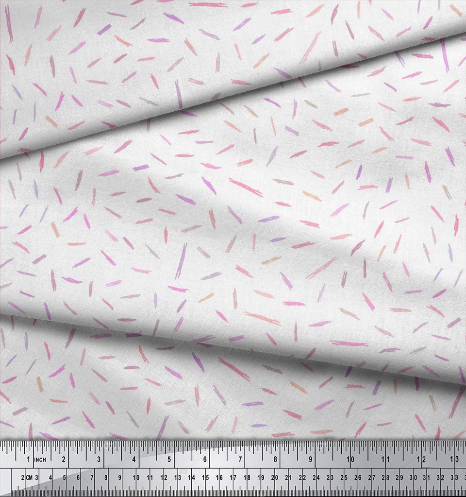 Soimoi Moss Georgette White Fabric by The Yard - 42 Inch Wide Brush Stroke Abstract Textile - Artistic Printed Fabric for Dresses, Scarves & Home Decor - Perfect for DIY Fashion & Interior Design Projects